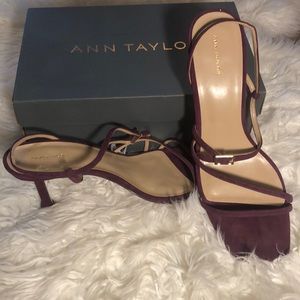 Ann Taylor plum suede heels